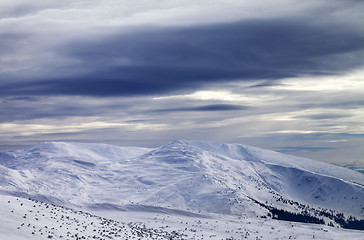 Image showing Winter mountains and storm sky