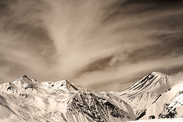 Image showing Sepia mountains in windy day