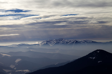 Image showing Mountains with snow at evening