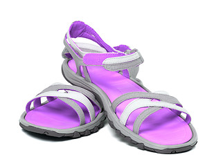 Image showing Pair of summer sandals on white background