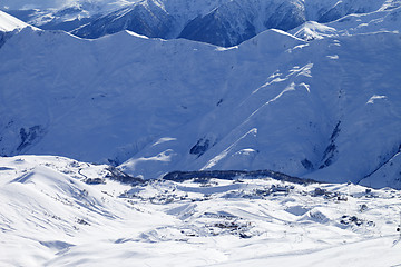 Image showing View on ski resort and off-piste slope