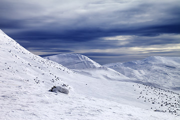 Image showing Winter mountains and storm sky