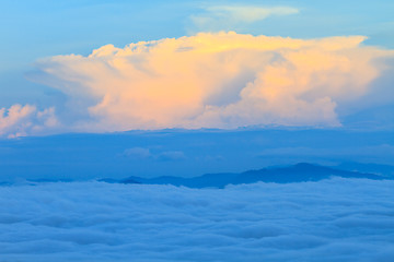 Image showing sea of fog with forests as foreground