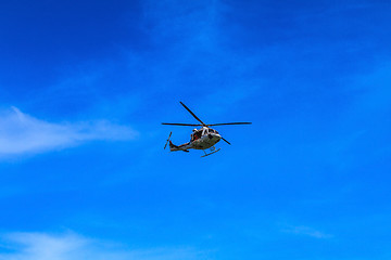 Image showing Helicopter flying