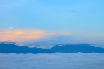 Image showing sea of fog with forests as foreground