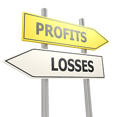 Image showing Profits losses road sign