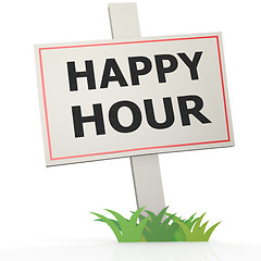 Image showing White banner with happy hour