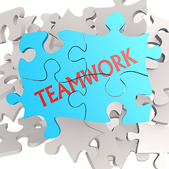 Image showing Puzzle jigsaw teamwork