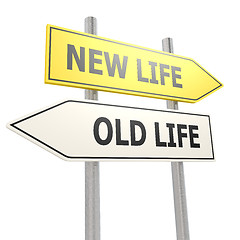 Image showing New old life road sign