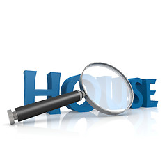 Image showing Magnifying glass with blue house word