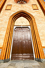 Image showing  lombardy    in  the  cortese   old   church  closed brick tower