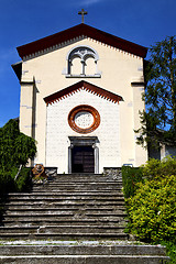 Image showing  lombardy       the crugnola old   church  closed brick tower   