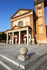 Image showing parabiago in  the old   church   brick tower sidewalk italy  lom