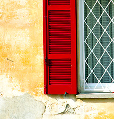 Image showing red window  varano borghi palaces italy  tent grate