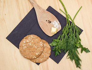 Image showing biscuits and a wooden spoon