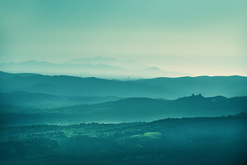 Image showing Sunset landscape Tuscany