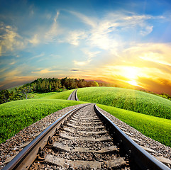 Image showing Railroad through forest