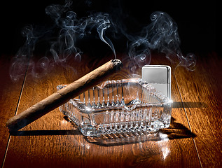 Image showing Cigar and lighter