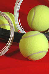 Image showing tennis balls and strings