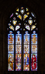 Image showing Stained-glass window in Seville cathedral, Spain