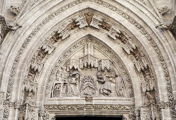 Image showing Doorway of Seville cathedral, Spain