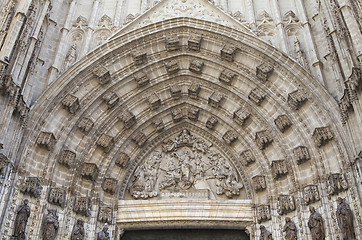 Image showing Doorway of Seville cathedral, Spain