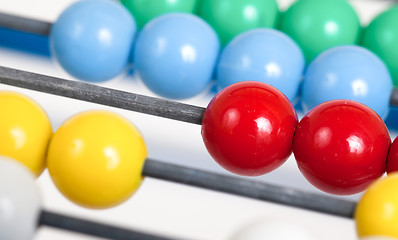 Image showing Close up of an old colorful abacus, selective focus