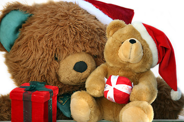 Image showing Teddy bear mother and baby at Christmas