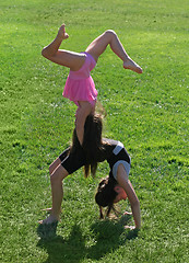 Image showing Two girls exercising