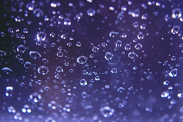 Image showing rain drops on blue glass