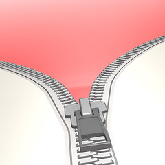 Image showing Isolated zipper with red background