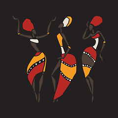 Image showing African dancers silhouette set.