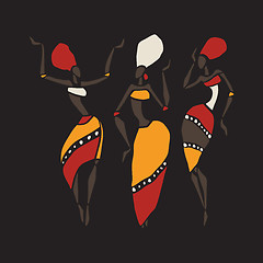 Image showing African dancers silhouette set.