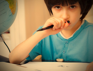 Image showing boy doing homework