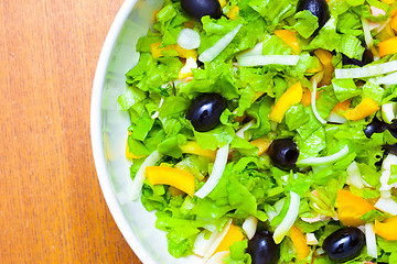 Image showing Assorted salad of green leaf lettuce