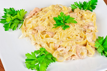 Image showing Pasta with shrimps