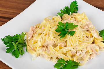 Image showing Pasta with shrimps