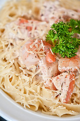 Image showing Pasta with shrimp