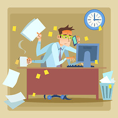 Image showing Businessman very busy at work