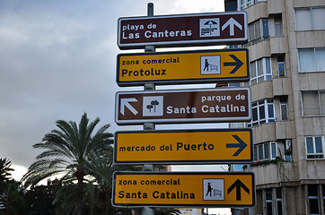 Image showing Road signs in the center of Las Palmas, Spain