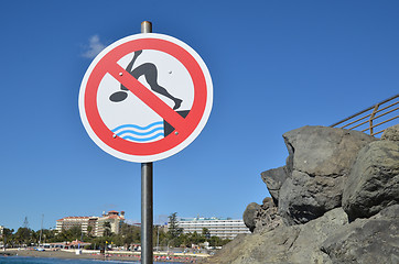 Image showing No diving sign