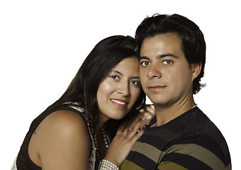 Image showing Attractive Hispanic Couple Portrait Isolated on White