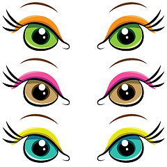 Image showing Set of pairs of eyes. vector