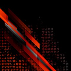 Image showing Dark red grunge tech vector background