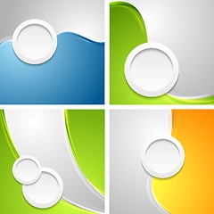 Image showing Shiny waves backgrounds with circle shapes