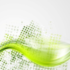 Image showing Green grunge waves vector background