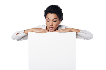 Image showing Business woman showing blank credit card