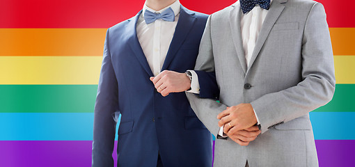 Image showing close up of happy male gay couple holding hands