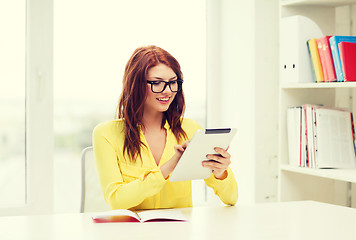 Image showing student with tablet pc computer and notebook