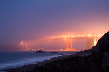 Image showing Golden Gate at night
